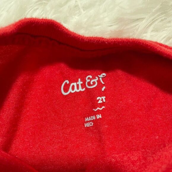 3/$10 Toddlers Cat and Jack Red Christmas Long Sleeve Top Size 2T - Picture 5 of 6